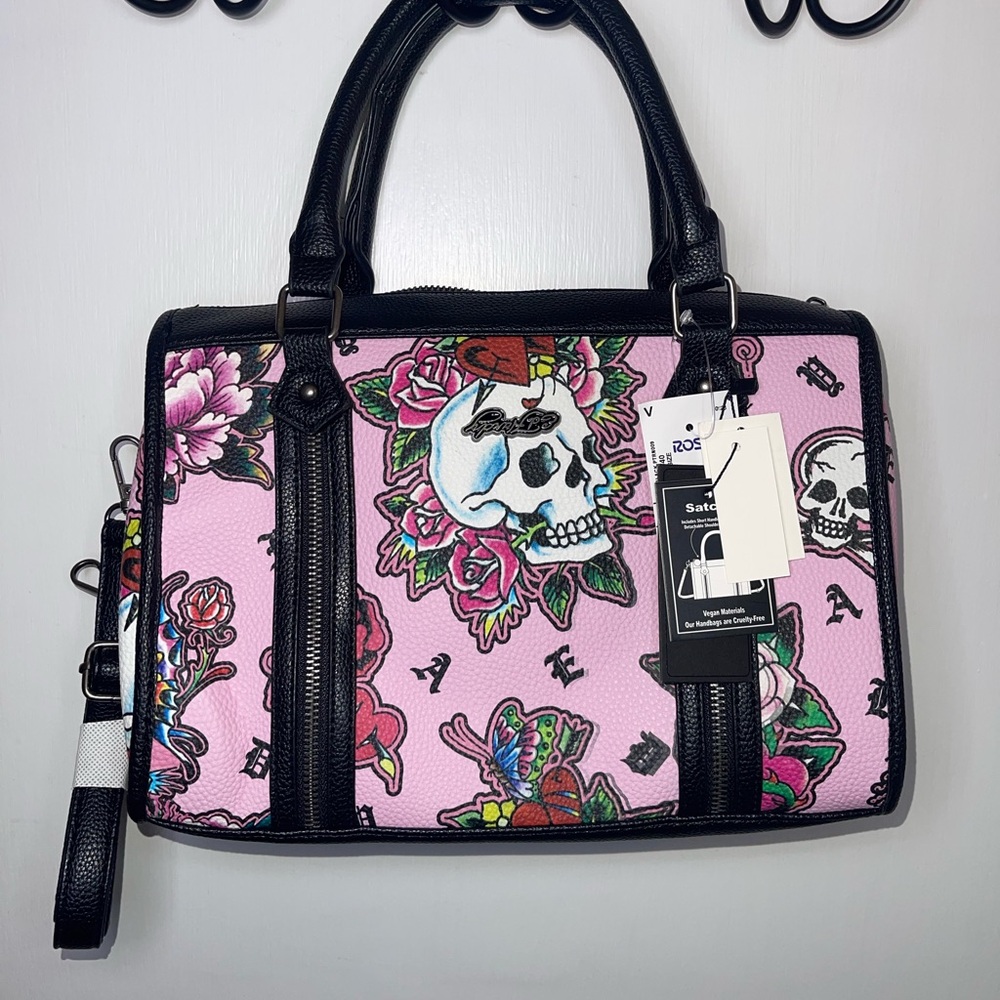 NWT Ed Hardy Stylish Pink Skull Bag